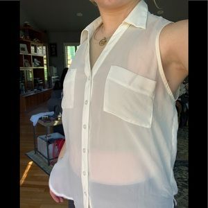 White collared button down tank